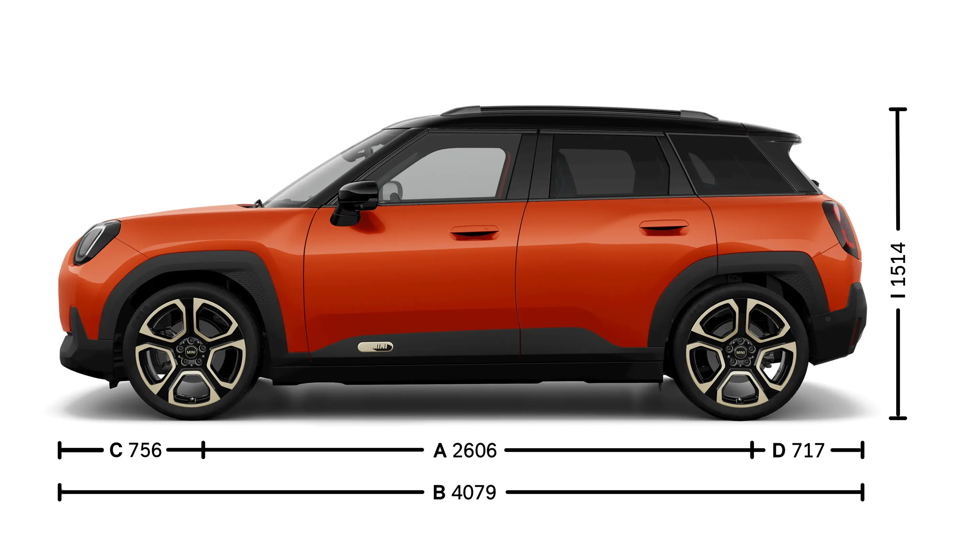 MINI Aceman 100% eléctrico - Medidas - Vista lateral