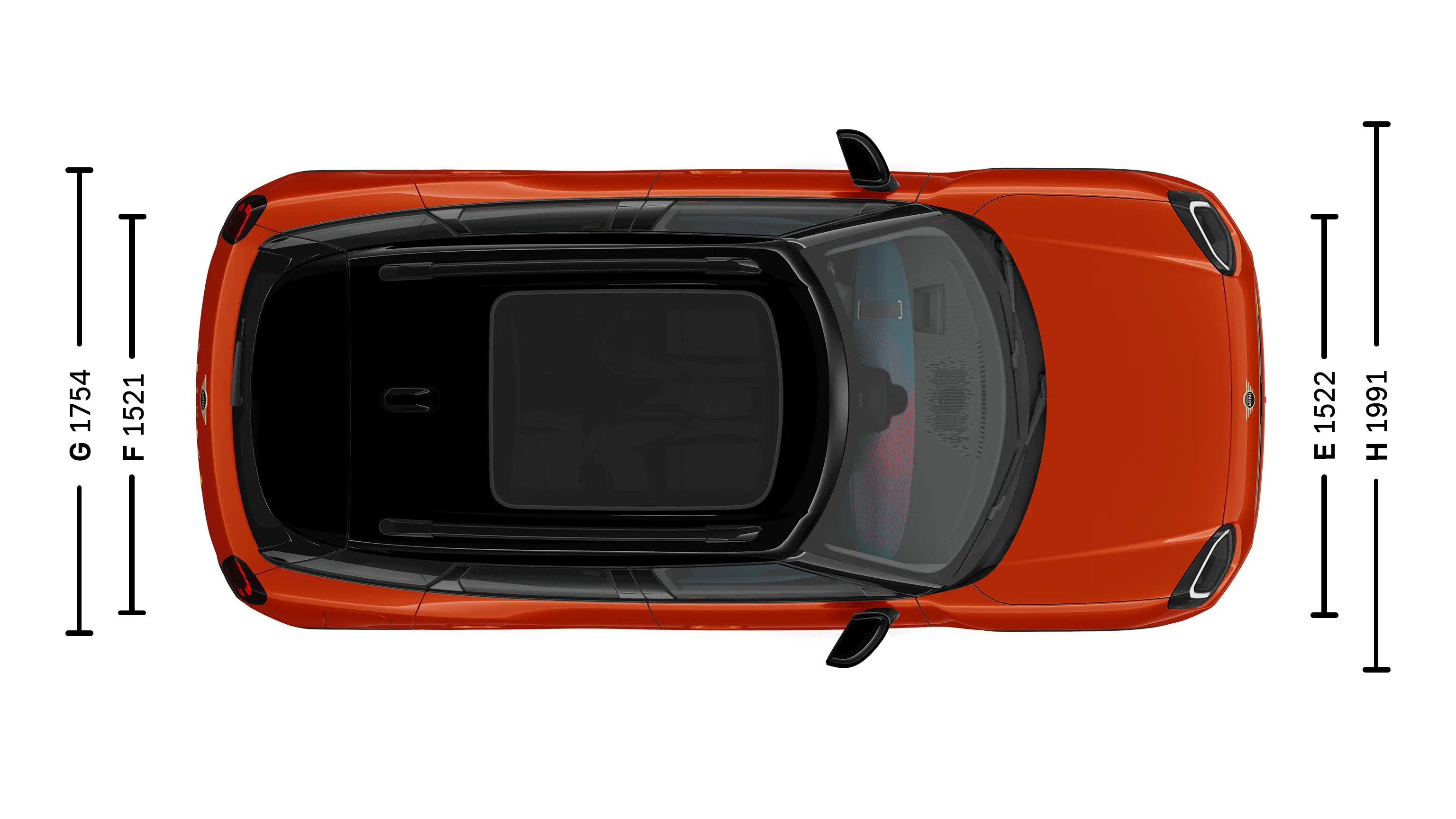 MINI Aceman 100% eléctrico - Medidas - Vista superior