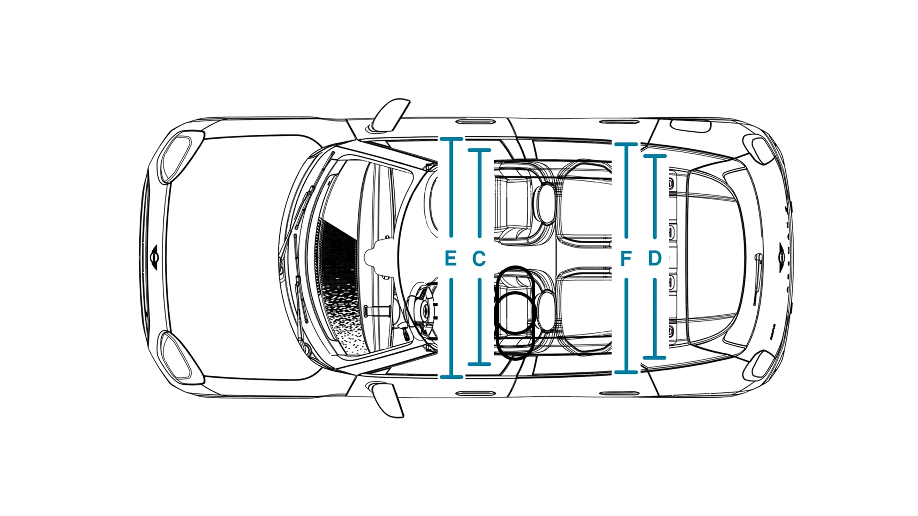 MINI Aceman 100% eléctrico - Medidas - Interior - Vista superior