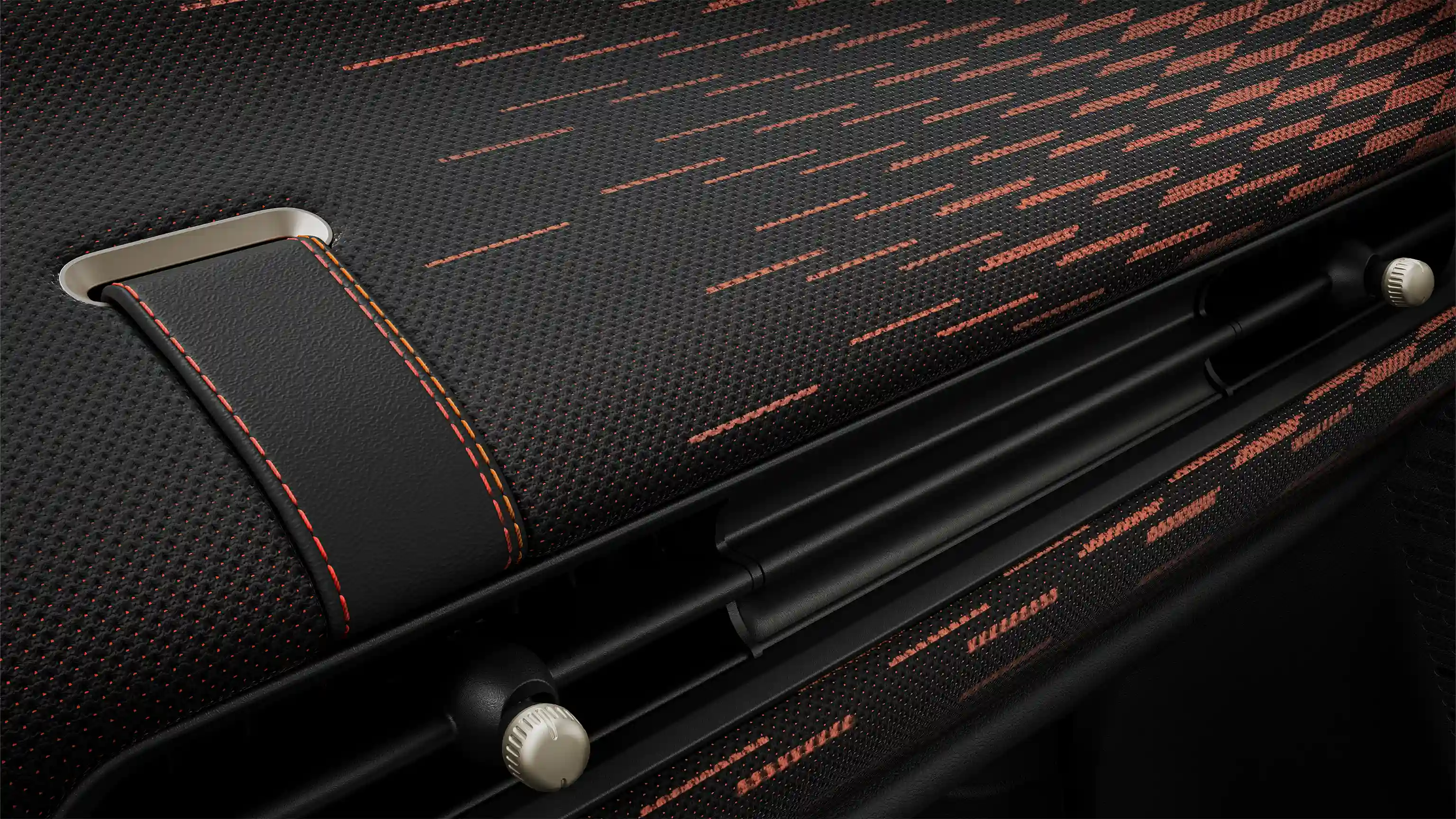 Vista del salpicadero del MINI Cooper con acabado JCW en rojo y negro