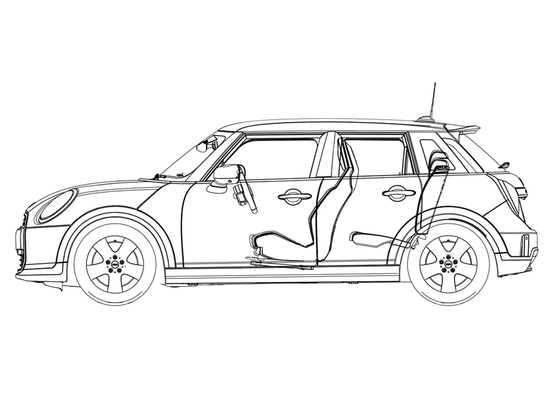 MINI Cooper 5 puertas - Vista lateral esquemática
