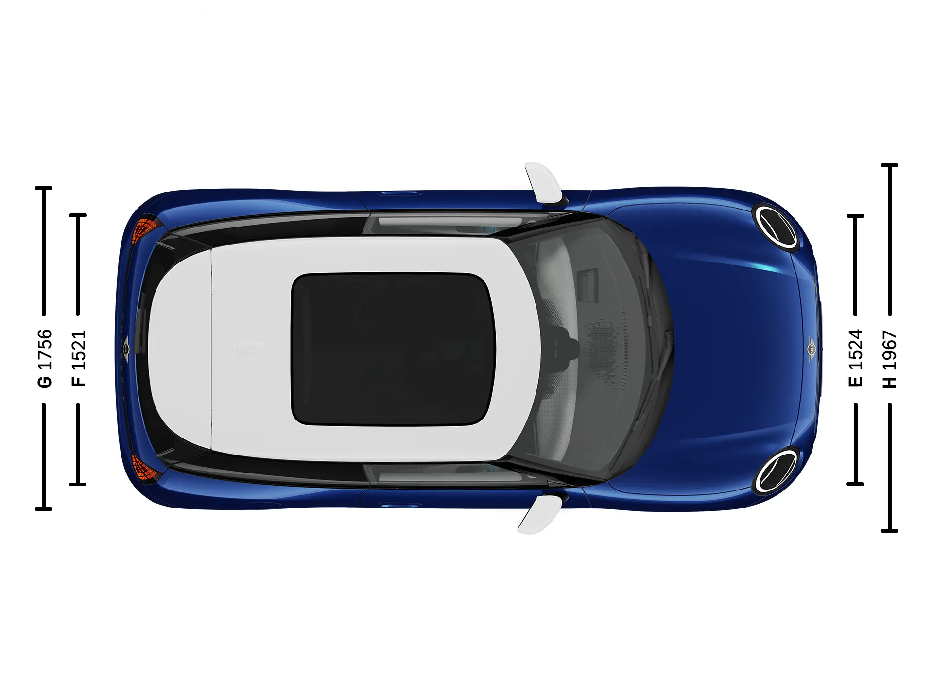 MINI Cooper 100% eléctrico - Medidas - Vista superior