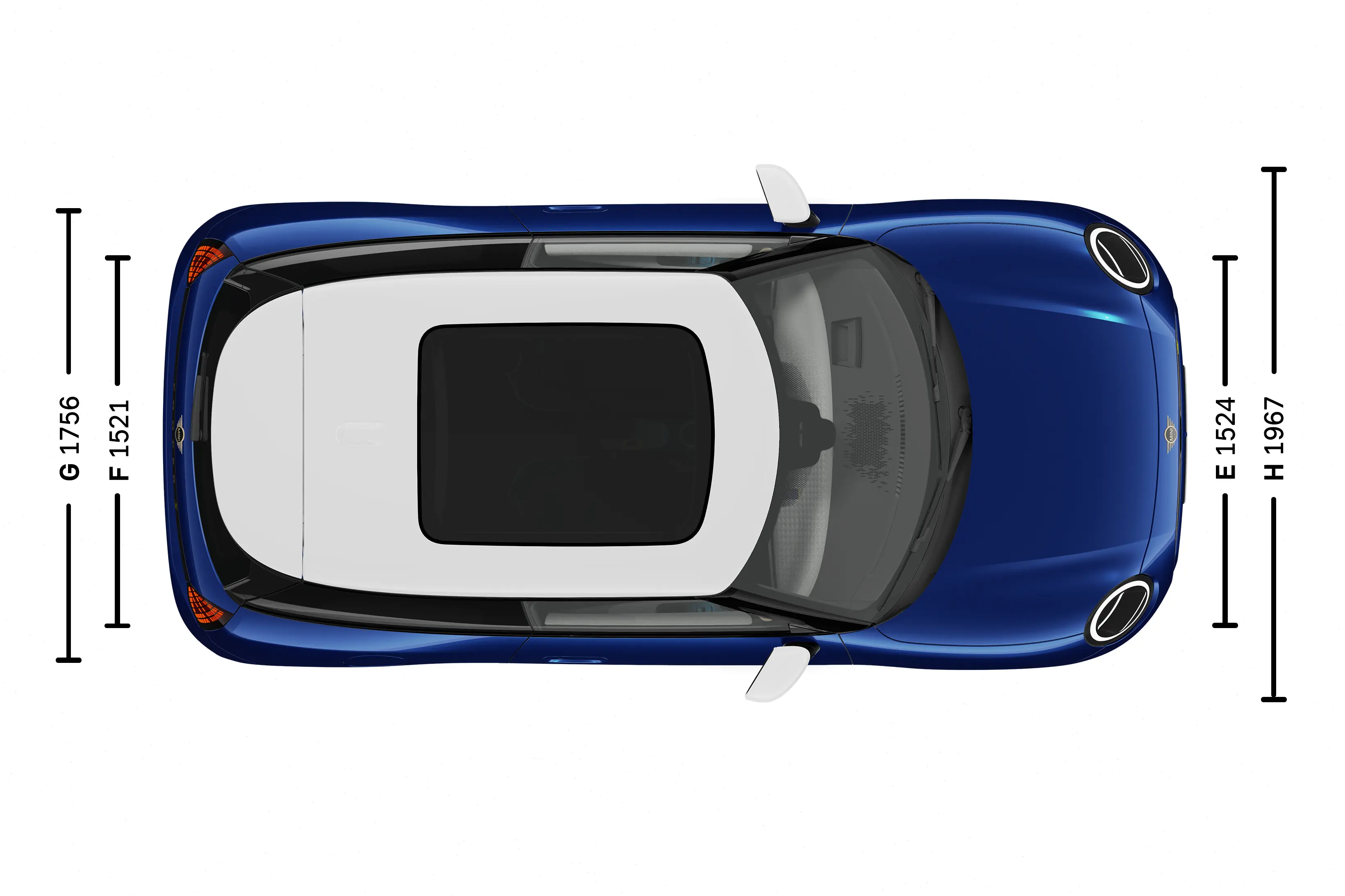 MINI Cooper 100% eléctrico - Medidas - Vista superior