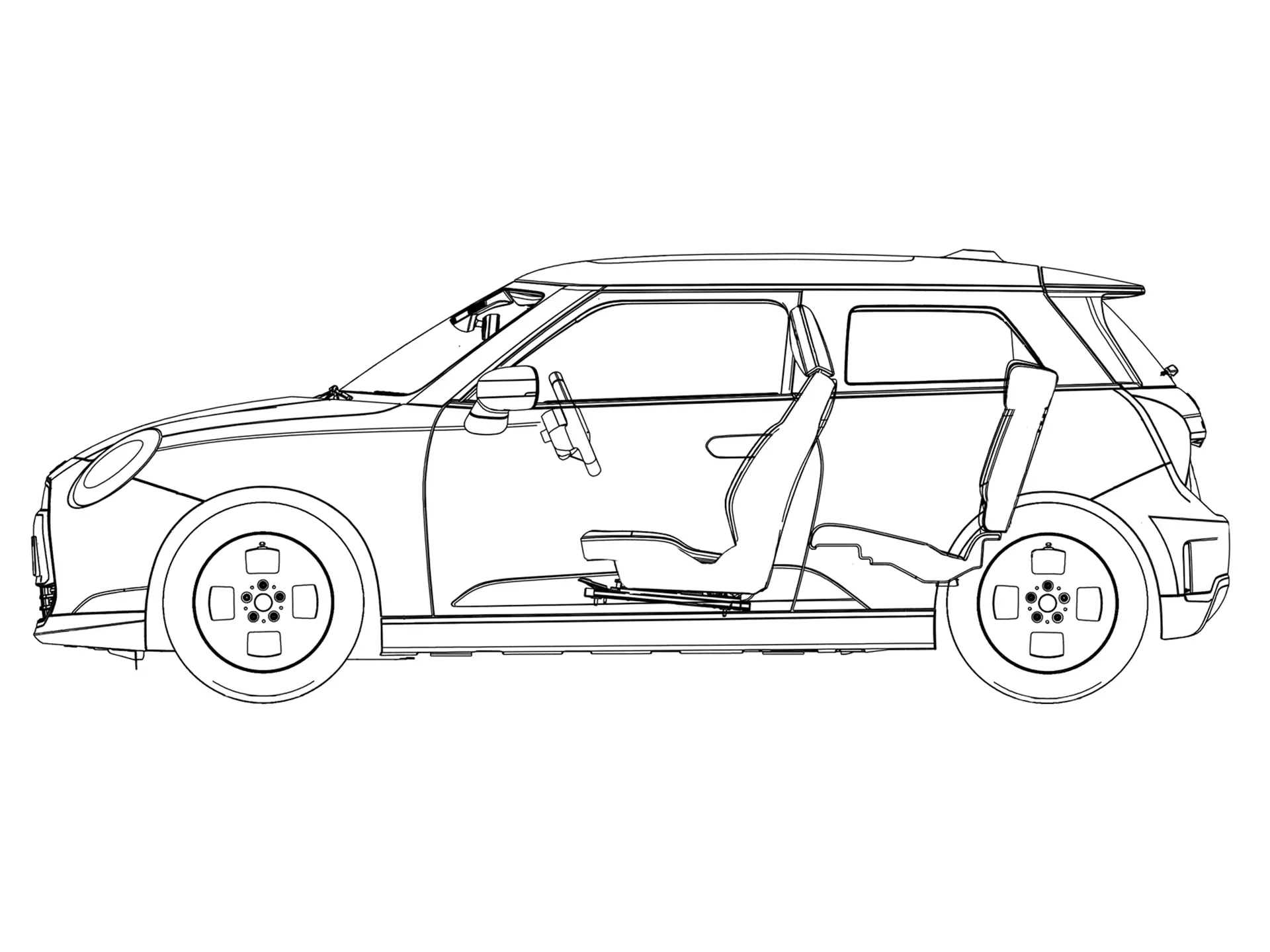 MINI Cooper 100% eléctrico - Vista lateral esquemática