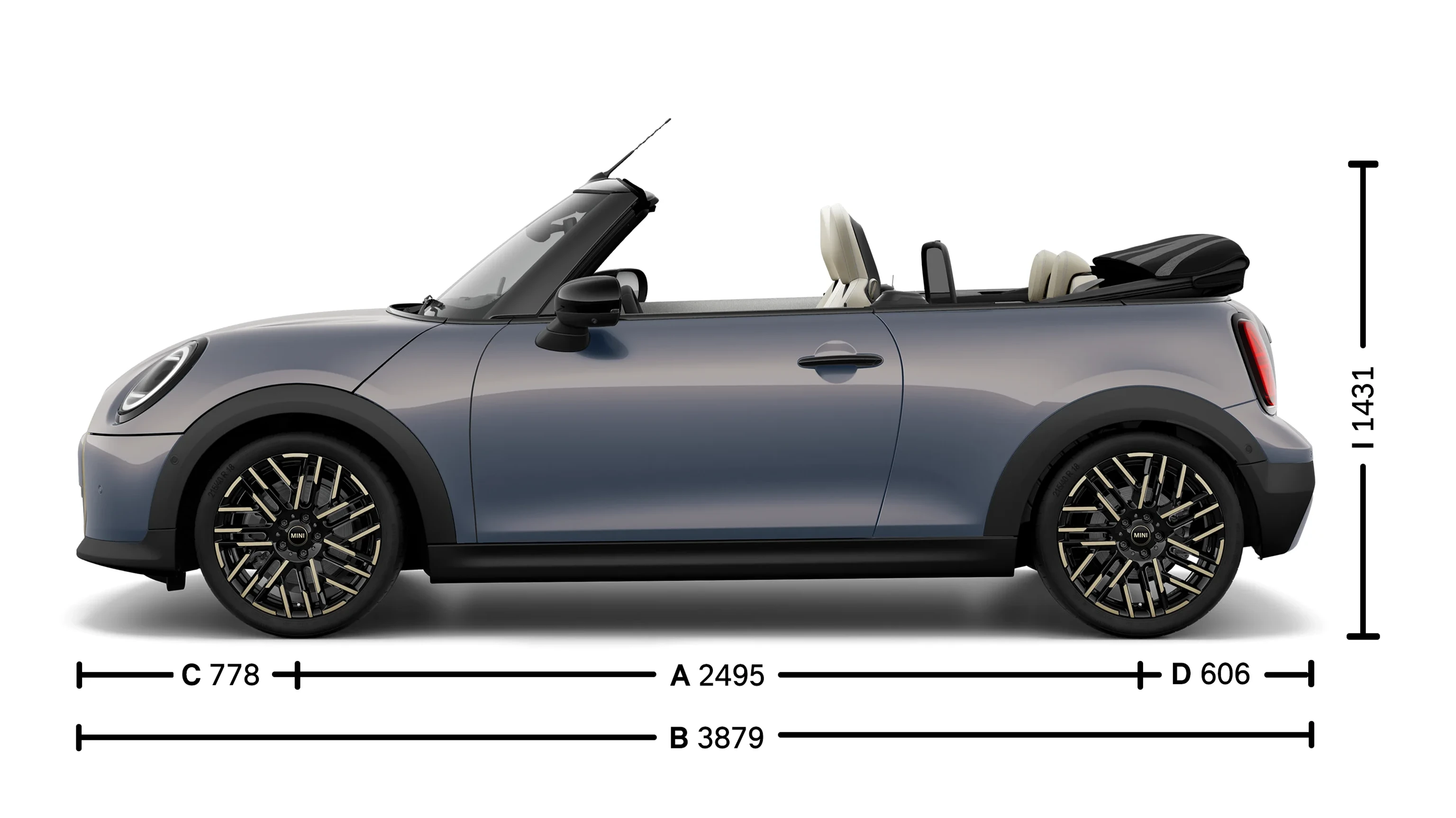 MINI Cooper Cabrio - Medidas - Vista lateral