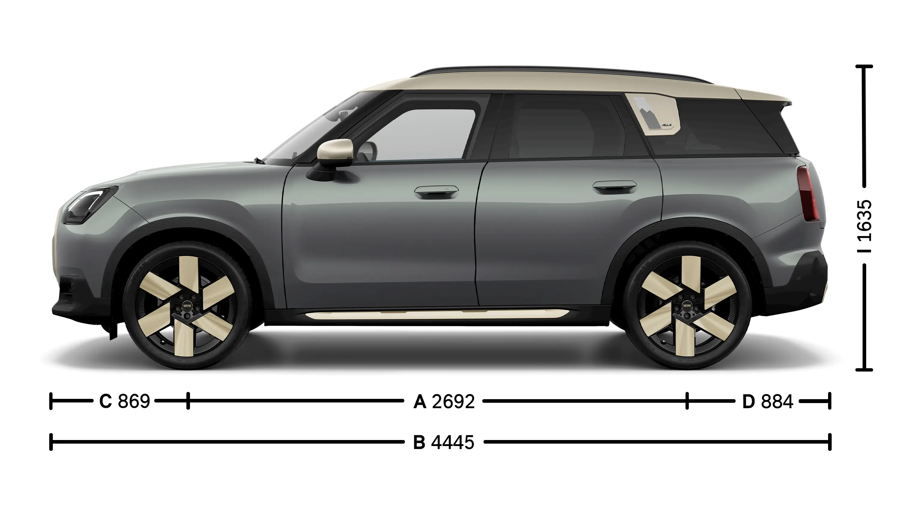 MINI Countryman 100% eléctrico - Medidas - Vista lateral