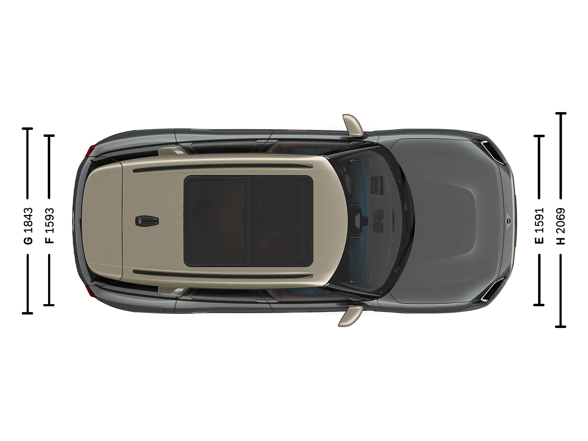 MINI Countryman 100% eléctrico - Medidas - Vista superior