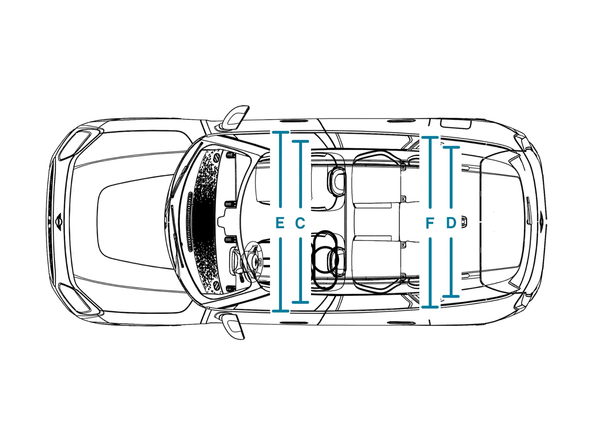 MINI Countryman - Medidas - Interior - Vista superior