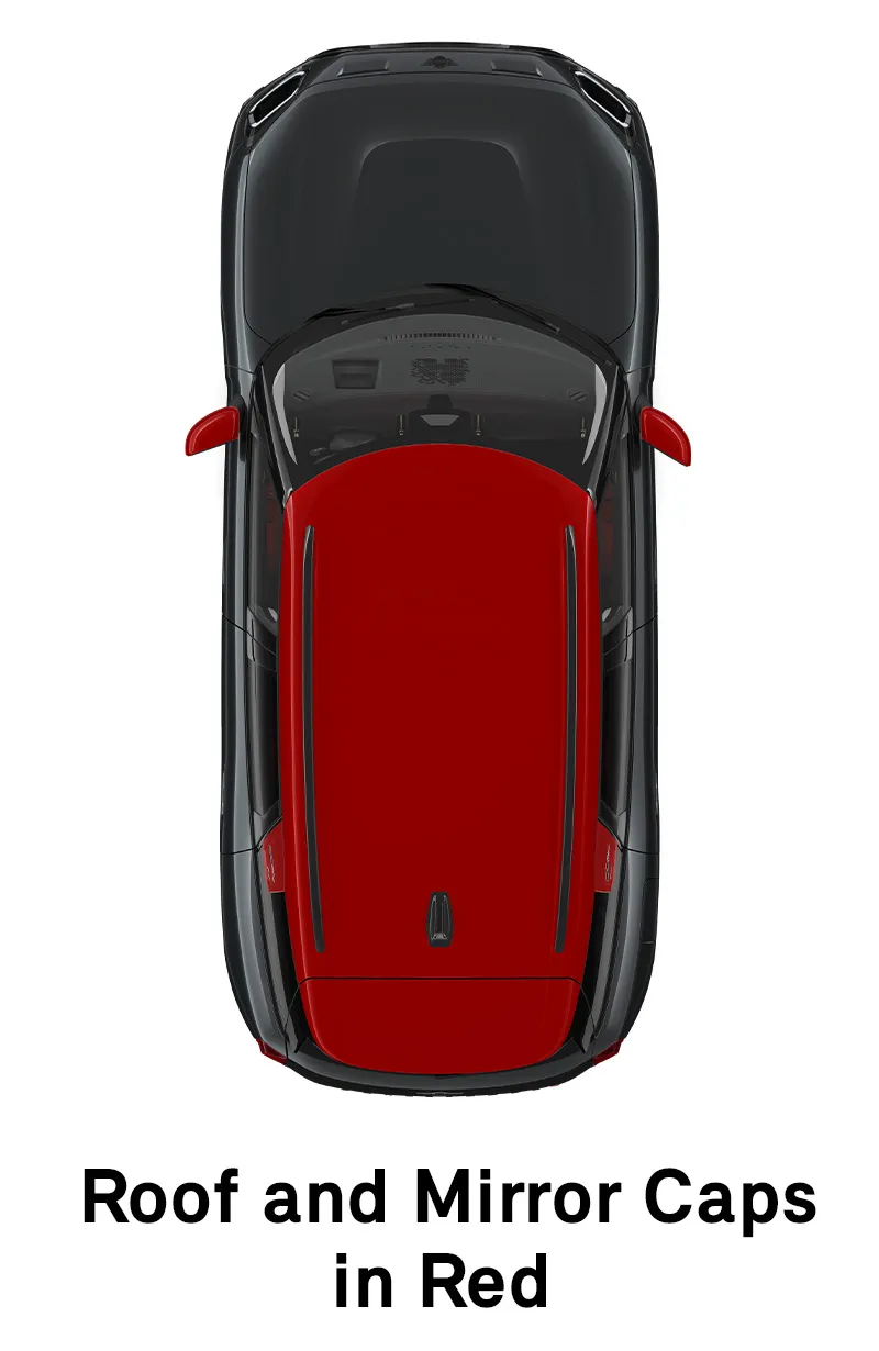  MINI - equipamiento - estilo jcw - techo y tapas de espejos retrovisores en rojo
