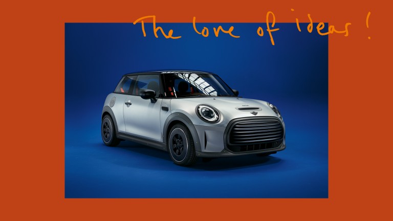 A picture of the MINI Strip shot in front of a bright blue screen. 